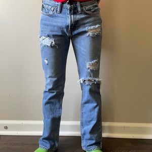 abercrombie, blue jeans, distressed,
